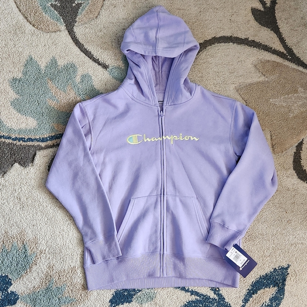 Champion Girls' Lavender Logo Zip Up Hoodie Size XL